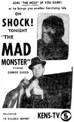 Bob Burns as werewolf in Shock Theater ad